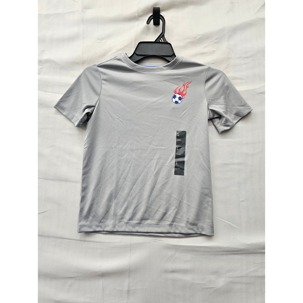 All in Motion Boys Soccer Graphic T-Shirt Gray Polyester Athletic Size Medium